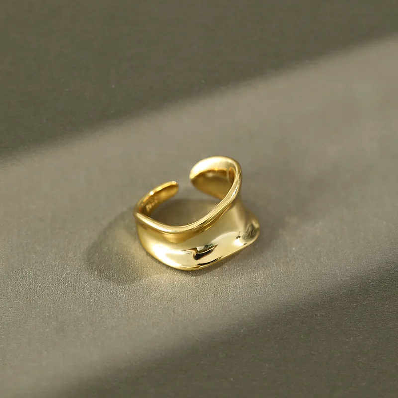 Кинели 925 пробы серебристый неправильной формы 14K Золотое кольцо высокого