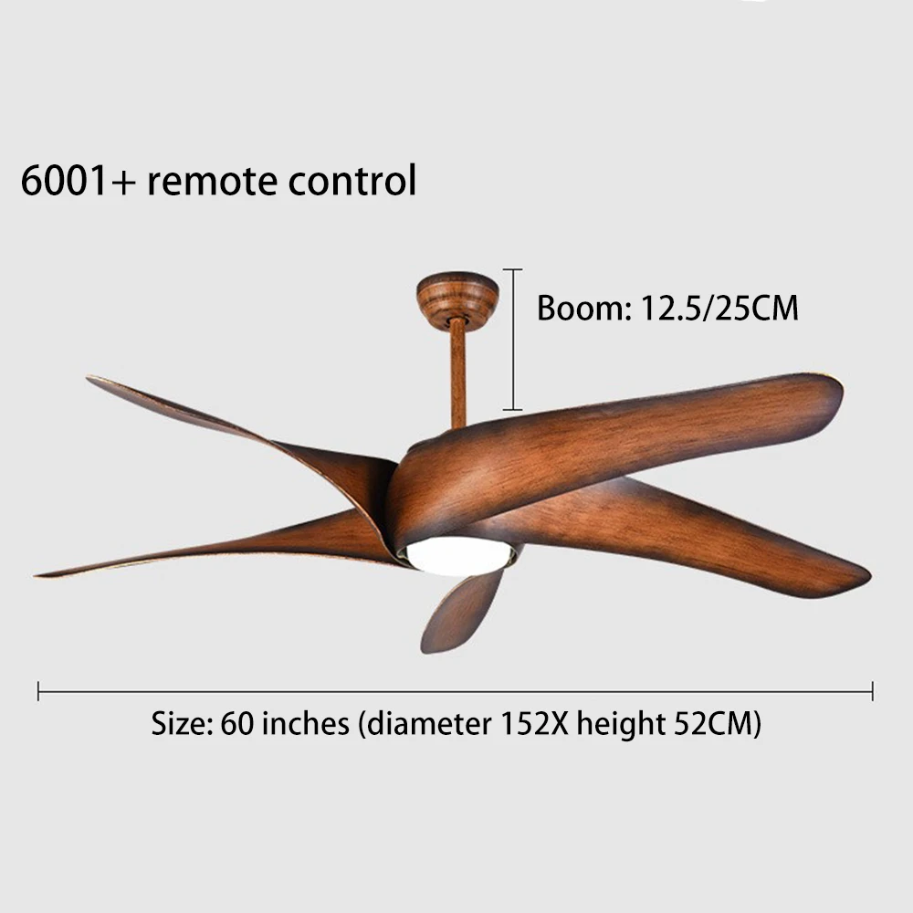 

60 inch Nordic Brown Vintage Ceiling Fan With Lights Remote Control Ventilador De Techo Fan LED Light Bedroom ceiling fans