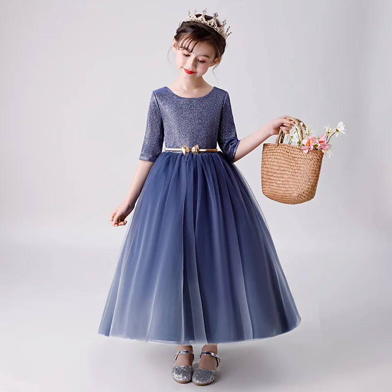 

Платье для девочек на новый год, вечерние платья принцесс со Звездной бабочкой для девочек, длинное официальное платье для выпускного вечер...