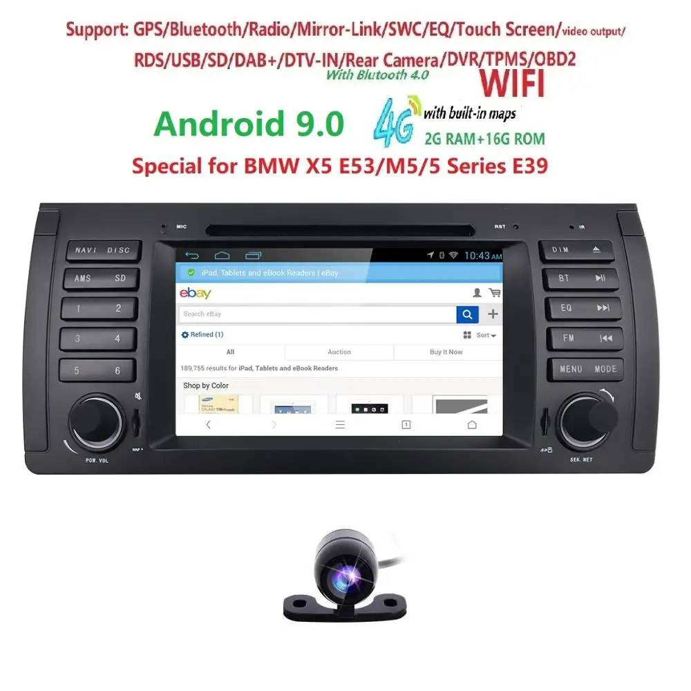 Автомобильный dvd плеер gps аудио радио для BMW 5 серии X5 E53 E39 M5 Android 9 0 1024*600