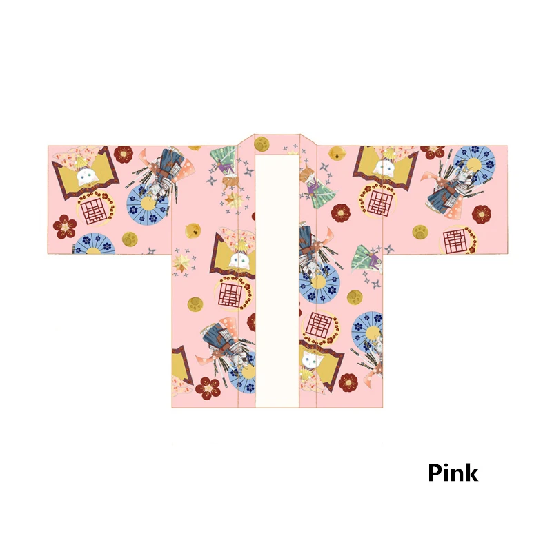 Pink Японское традиционное кимоно кардиган Kawaii Женская мультяшная напечатанная Haori Harajuku Yukata Солнцезащитная пляжная одежда пальто рубашка - Цвет: Pink