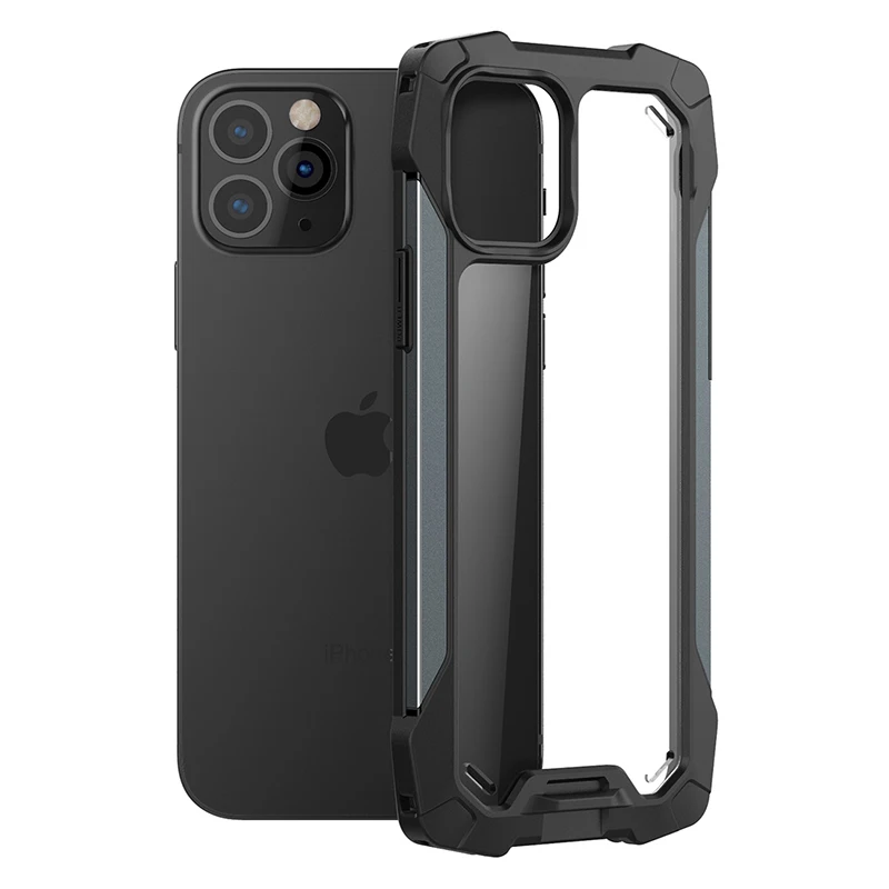 

For Apple iphone 12 Pro Max Case Soft Silicone+Transparent PC Armor Protective Back cover Case for iphone 12 12pro 12max shell