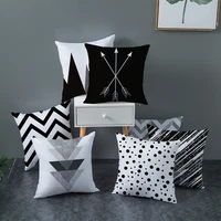 geometric cushion cover black and white polyester throw pillow case striped dotted grid triangular geometric art cushion cover