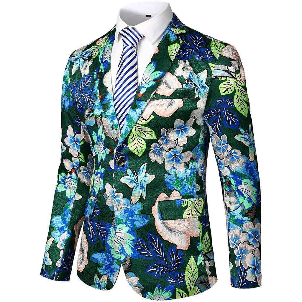 JAYCOSIN мужские пальто для мужчин Slim Fit печати Стильный бейзер кофта жакет человек цветочный костюм зазубренный отворот мужской хлопок пальто из полиэстера