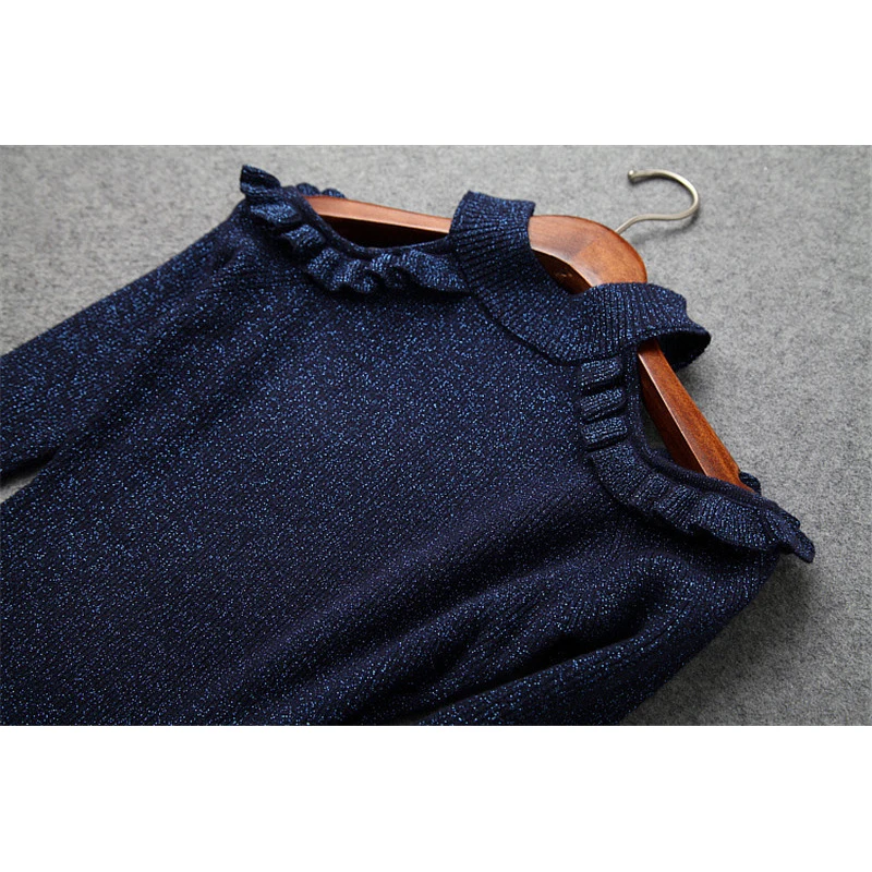 

Top Brand Designer Women Sweater Skirt 2Pcs Set 2020 Autumn Winter Off Shoulder Knitted Top+Sequined Skirt Suit Set Lady Twinset