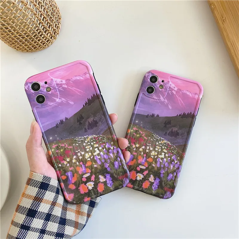 

Valley Flowers Oil Painting Photo Frame Phone Case For iPhone 12 11 Pro X XS Max Xr 8 7 Plus Soft IMD Silicon Back Cover Coque