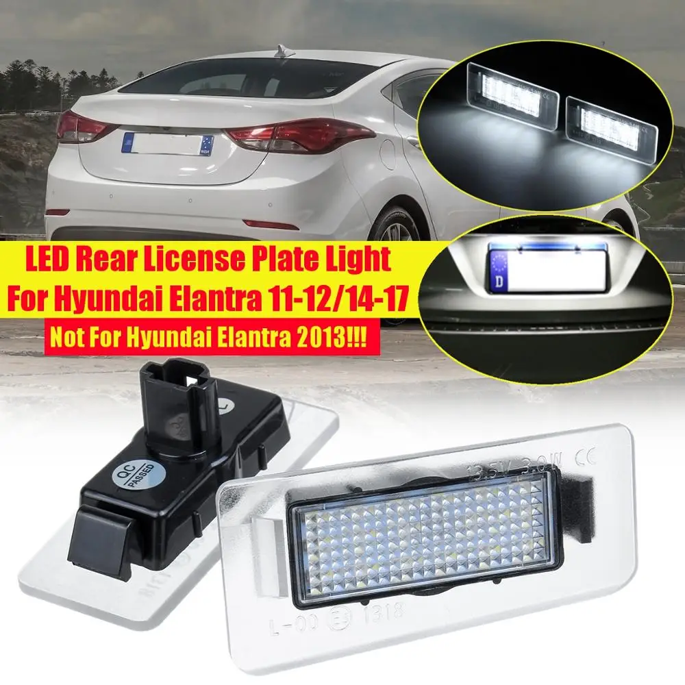

2pcs 6000K Car Led License Plate Light for Hyundai Accent Elantra 2011 2012 2014 2016 2017 Car Styling Rear Number Plate Lamps