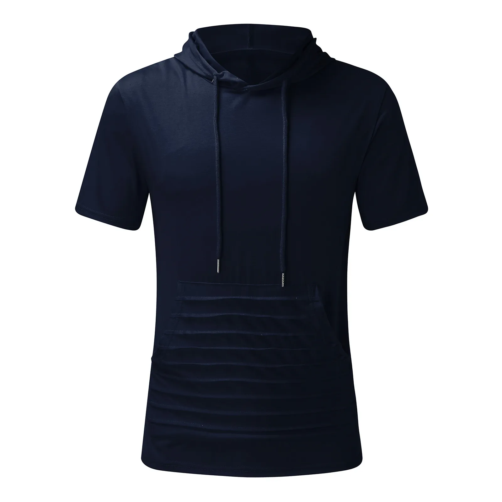 Футболка мужская с капюшоном летняя приталенная повседневная карманами