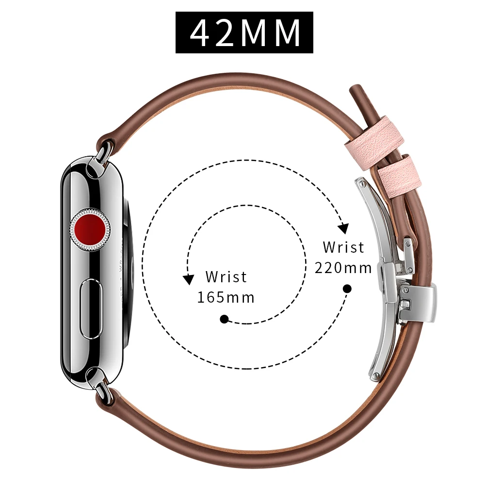 E3 42 мм Серебряная бабочка кожаный ремешок с пряжкой для apple watch ремешок для apple watch 1/2/3/4 серии