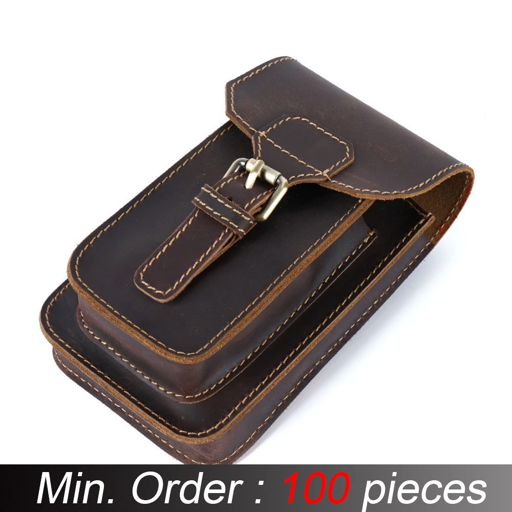 100 шт./лот Кожаная поясная сумка маленькая для мужчин винтажная дорожная Мужская