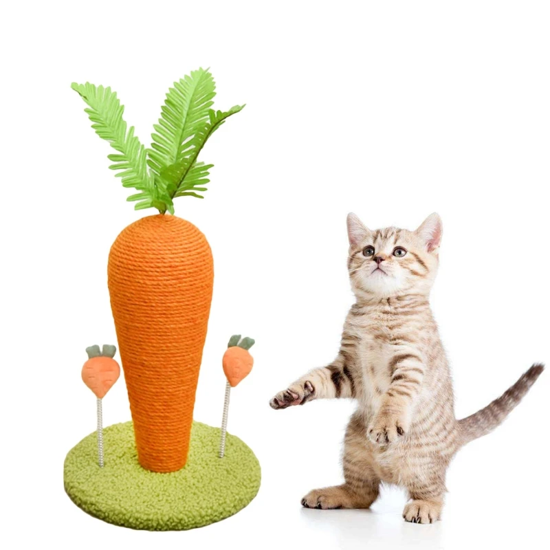 

Когтеточка для кошек, милая Когтеточка в форме моркови, котенок из натурального сизаля, легко собирается, высотой 11,4 дюйма для маленьких кош...