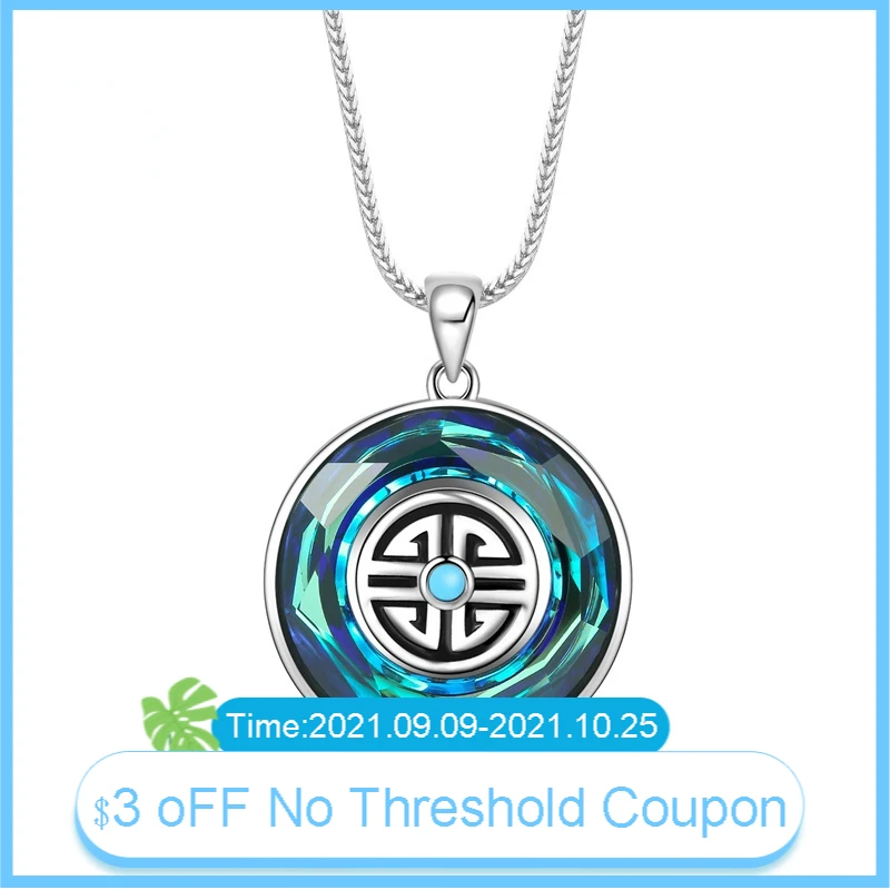 

AIE New Dreamy MysteriousPendant Necklace for Women Lucky 925 Sterling Silver Aesthetic Jewelry Blue Crystal Charm Necklace