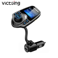 victsing bluetooth adapter fm transmitter handsfree wireless in car audio adapter with usb port 1 44 inch display for car aux