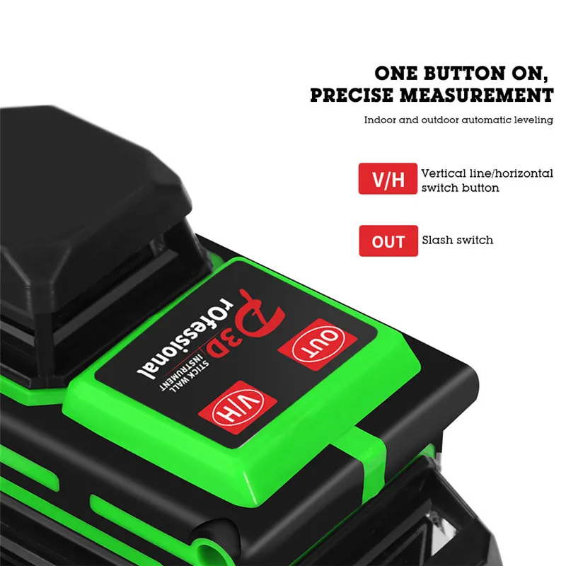 Лазерный уровень 12 линий зеленый свет 3D автоматический самонивелирующийся