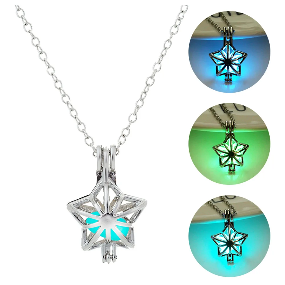 

Fashion Hollow Luminous Pendant Clavicle Chain Five-pointed Star Luminous Fluorescent Necklace Creative Luminous Star Necklace