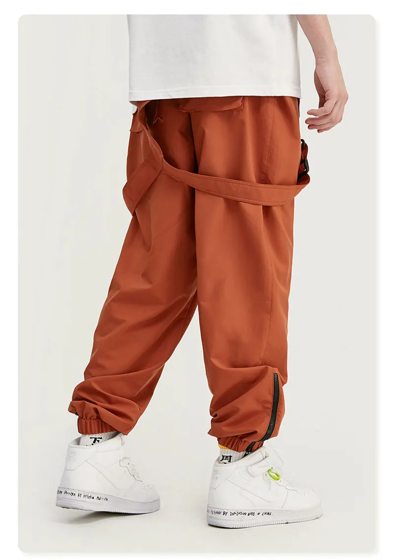 Летние мужские комбинезоны однотонные свободные в стиле хип хоп Молодежные