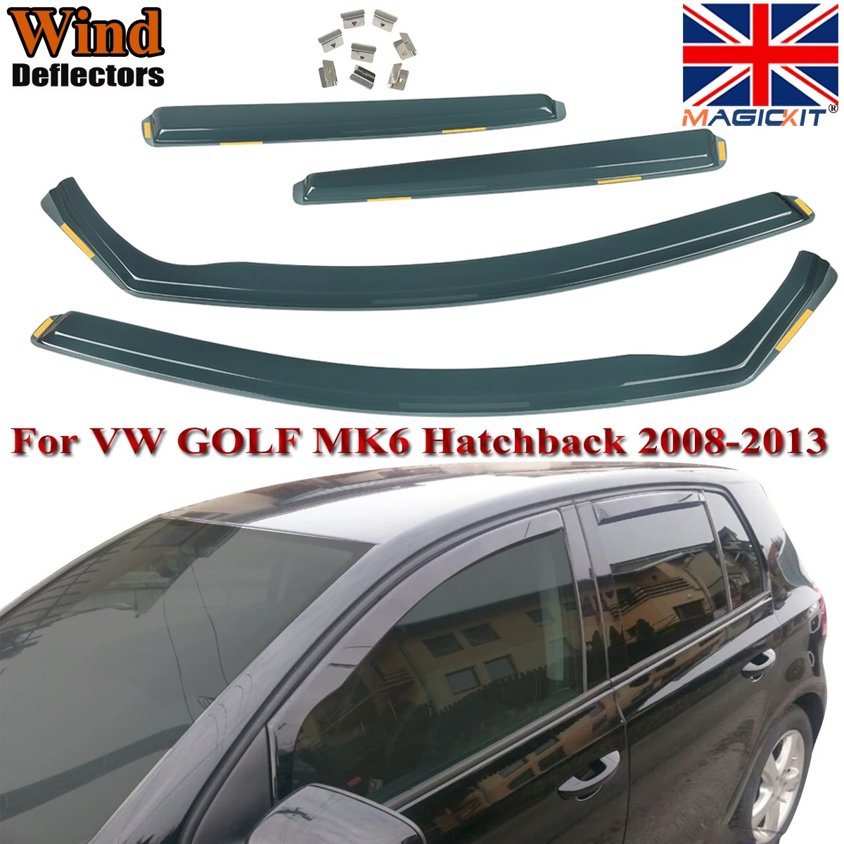 

Magickit For VW GOLF MK6 5-doors 2008-2012 Hatchback 4-pc Wind Deflectors Tinted
