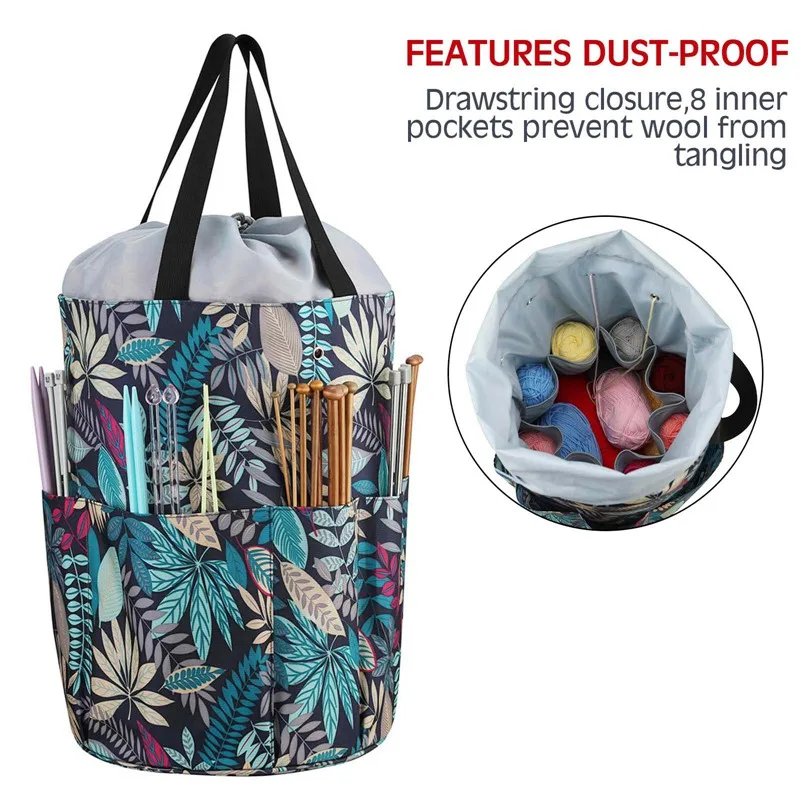 Модная сумка для хранения пряжи круглые вязаные шерстяные сумки синего цвета