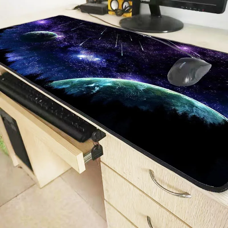 Игровые коврики Mairuige для игр в космосе фиолетовый большой коврик мыши с