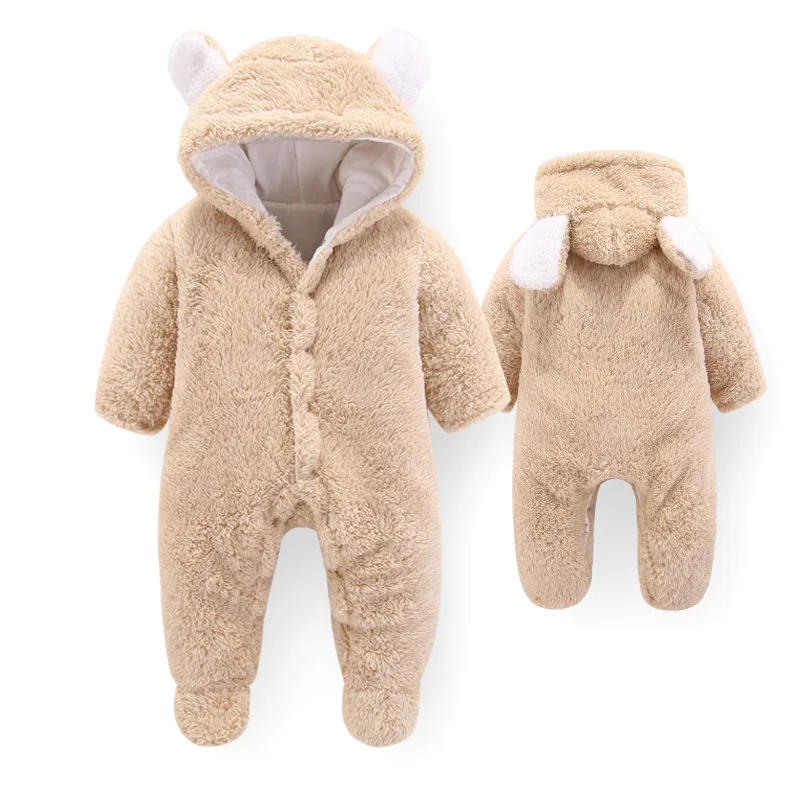 

Unisex Baby Rompers Boys Girls Fleece Hooded Winter Fleece Jumpsuit Soft Cute Cartoon Coats Newborn Infant Bodysuits
