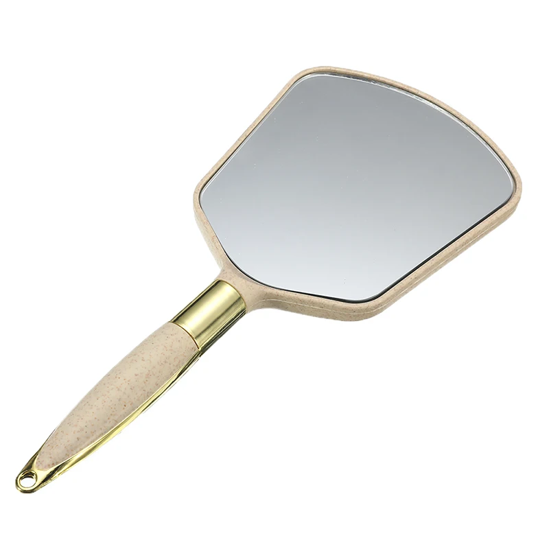 Rectangle Beige Дамское зеркальце пластиковое Дерево Круглый/зубы/прямоугольная форма макияж зеркала Карманное зеркальце Косметика держится для дам красота комод - Цвет: Rectangle Beige