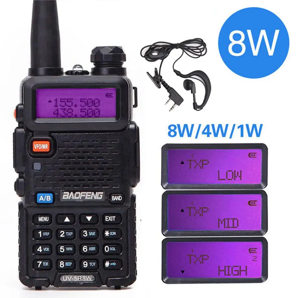 only a radio Baofeng UV-5R 8 Вт Высокая мощность 8 Вт мощная портативная рация дальность 10 км VHF/UHF Двухдиапазонная двухсторонняя радио pofung uv5r Охота - Цвет: only a radio