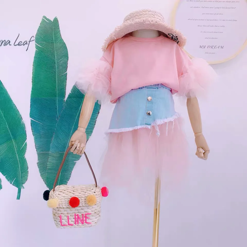 Летняя юбка для девочек пачка малышей детская джинсовая Модная Джинсовая