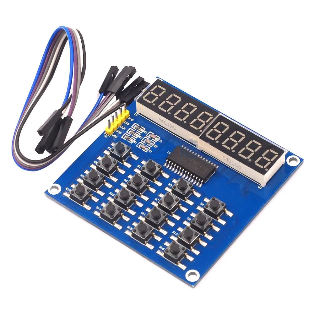 TM1638 8 бит цифровой светодиодный модуль дисплея для Arduino 7 сегмент часы красный