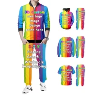dropship suppliers custom 3d mens womens tracksuit set man pullover clothing hip hop hooded sweatshirts two pieces female suit