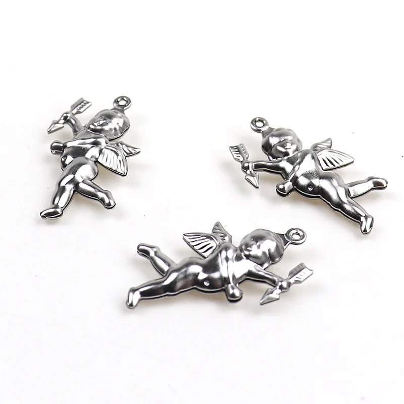 

Stainless Steel Angel Cupid Charms For Jewelry Making DIY Accessories Necklace Making Mirror Polished Sliver Color 30pcs