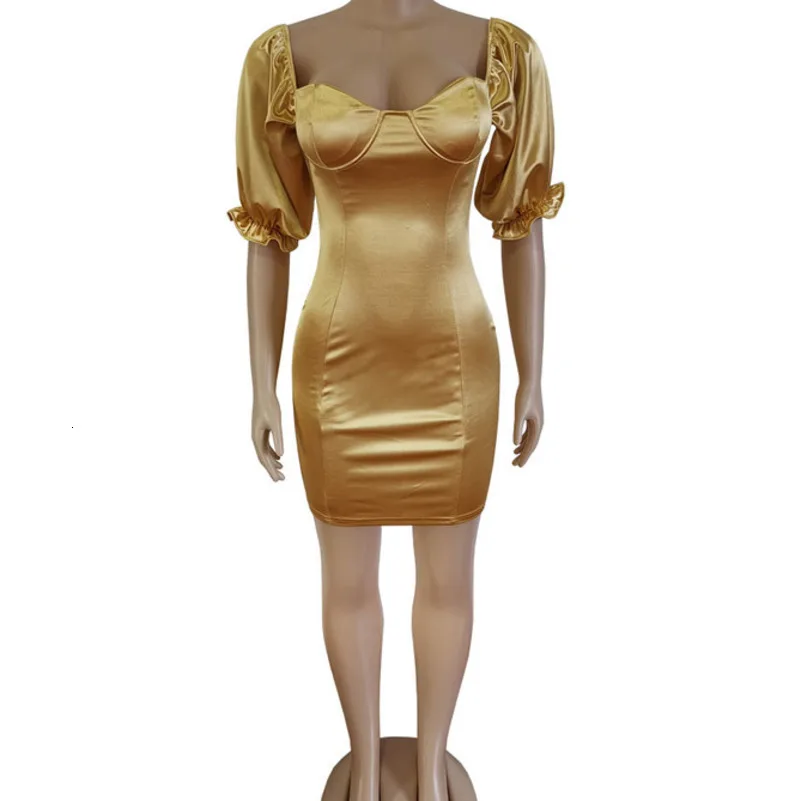 2019 Золотые желтые шелковые и Сатиновые Клубные Сексуальные осенние облегающие