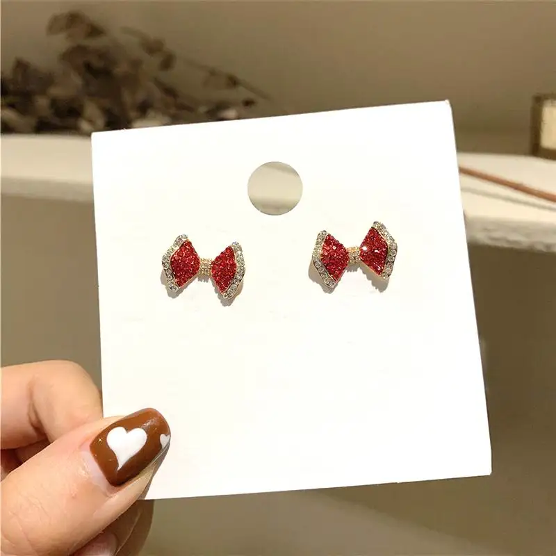 

Cute Small Bow Stud Earrings For Women Girls 2021 New Jewelry Delicate Red Simple pendientes bijoux