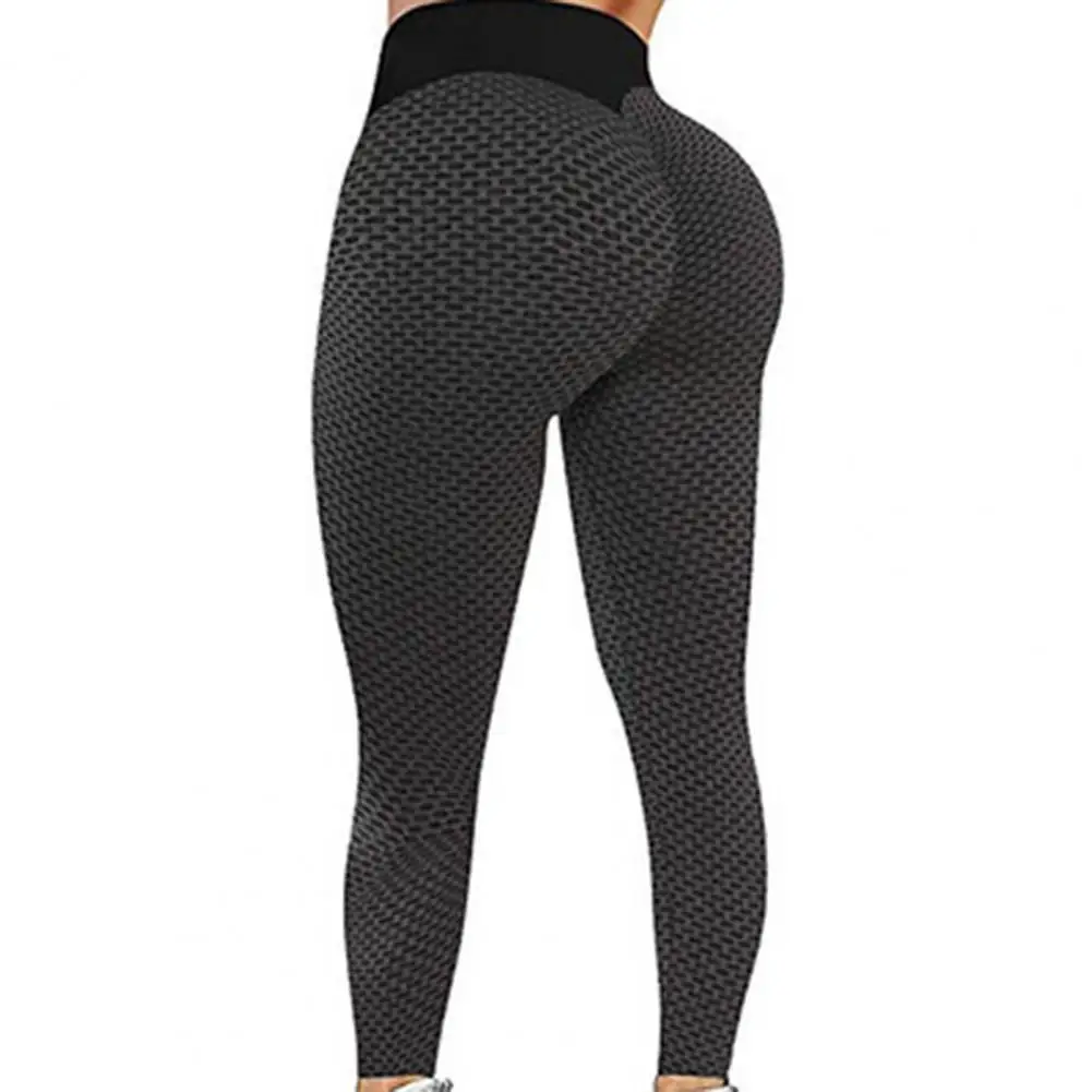 

Plus Size Women Pants Solid Color Honeycomb Hip Lift High Waist Stretchy Skinny Leggings Trousers Autumn