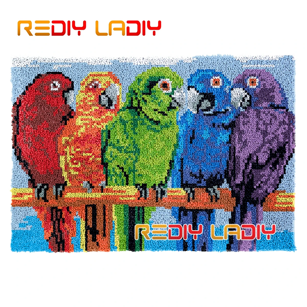 

Ковер с защелкой, красочные попугаи, плюшевый настенный гобелен «сделай сам», ковер, толстая пряжа, декоративная подушка, вязаный напольный ...