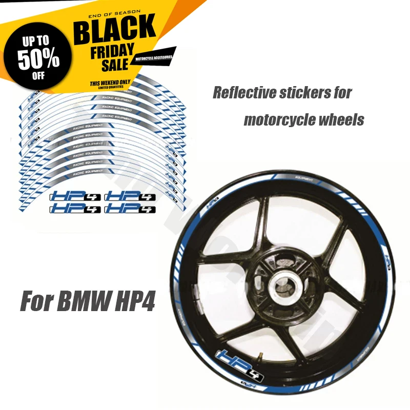 

For BMW HP4 Motorcycle Wheel Sticker Decal Reflective Rim Bike Suitable