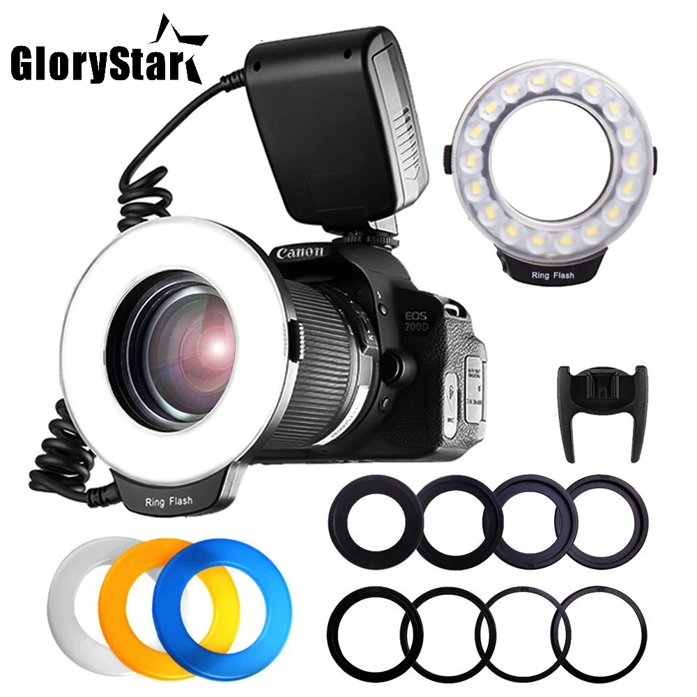 18 шт. SMD LED Макро Кольцевая вспышка для Pentax Canon Nikon Sony Olympus Panasonic Speedlite ЖК дисплей CRI 90