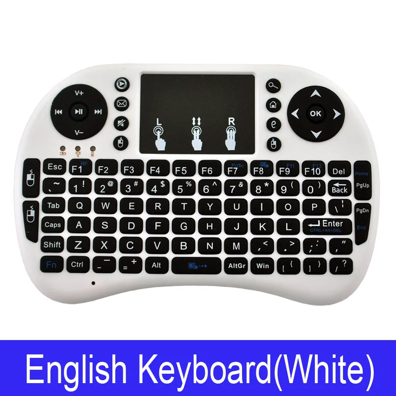 English White color Мини i8 русская английская Беспроводная клавиатура сенсорная панель нормальная i8 Клавиатура для Android tv BOX Air mouse PS3 PC иврит арабский - Цвет: English White color