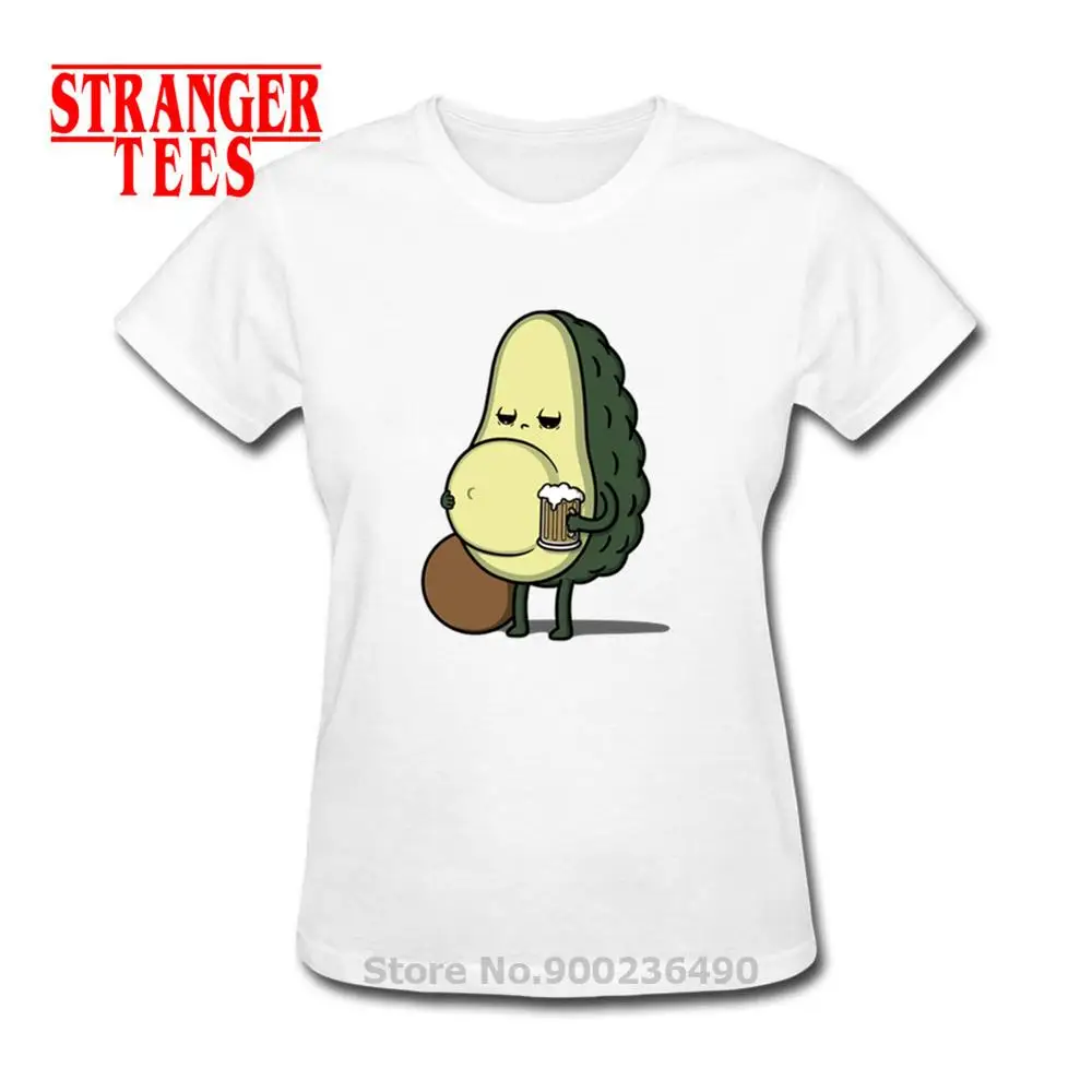 

Avocado Drink Beer Print Casual Harajuku Women T-Shirt Beer Belly Summer Short Sleeve Tees Casual Round Neck Clothes Femme Tops