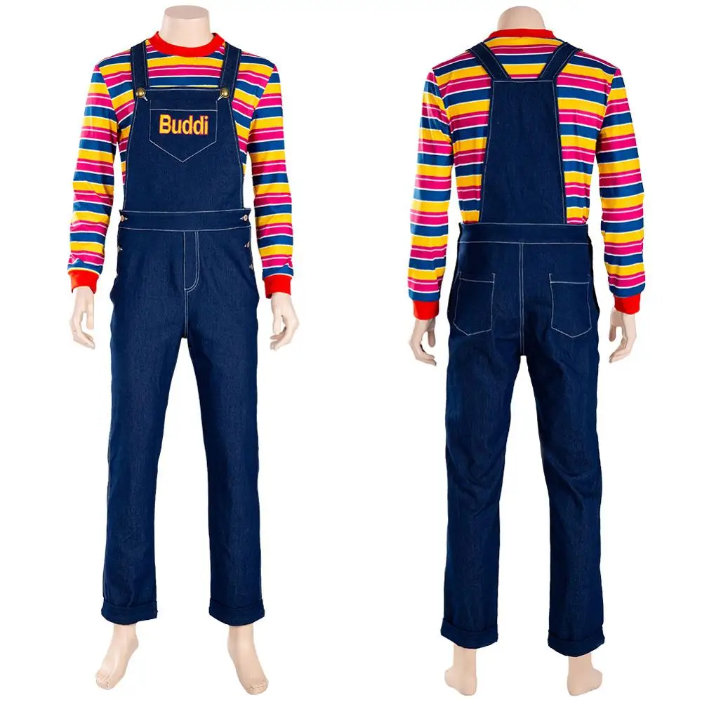 

Adult Kids Chucky Costume 2019 Child's Play Cosplay Charles Lee Ray Buddi Doll Costume Outfit for Halloween Carnival Fancy Dress