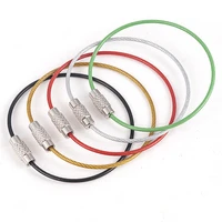 5pc stainless steel wire keychain cable rope key holder keyring 5 colors key chain rings women men jewelry