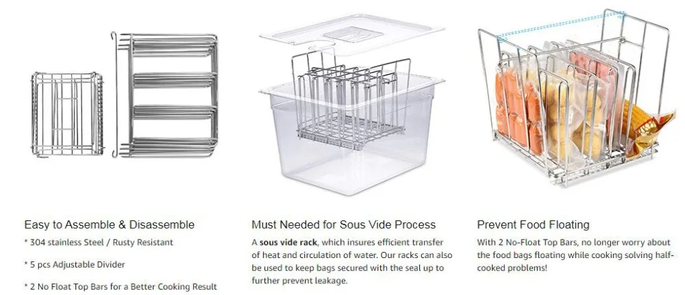 Нержавеющая сталь Sous Vide стойка для большинства 11L Sous Vide контейнеры для плиты съемные разделители сепаратор для погружных циркуляторов