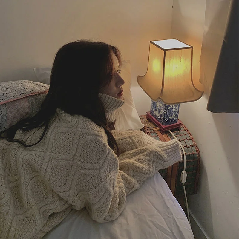 

Pullovers Women Turtleneck Knitted Sweater Korean Style Fashion Clothing Solid Tops Female Loose Casual Jumper Thick 2021