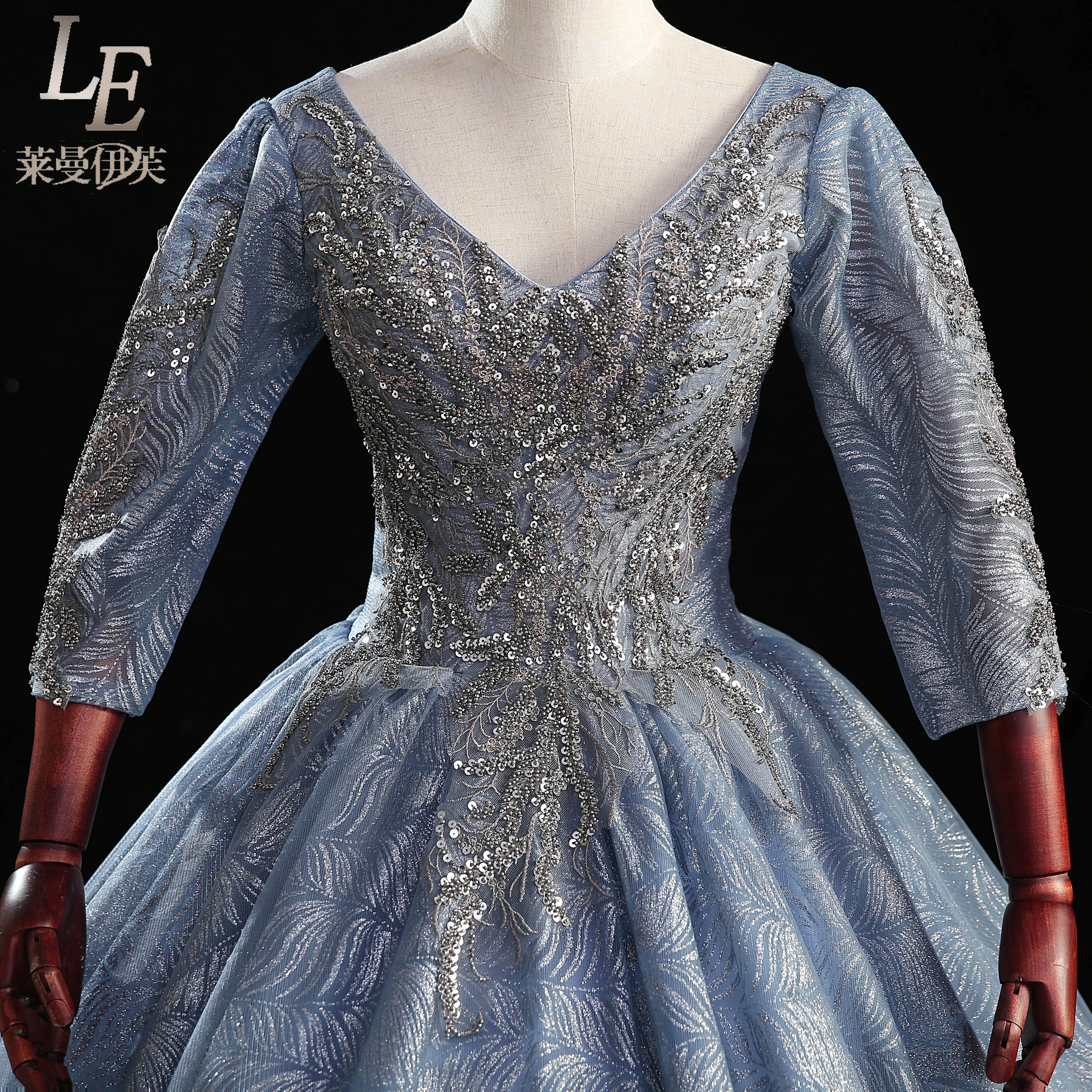 

ash blue embroidery flower beading court ball gown royal Medieval Renaissance Victorian dress Belle ball