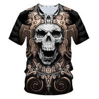 new product hot sale mens summer skull poker print mens short sleeved t shirt 3d t shirt casual breathable season hip hop hip