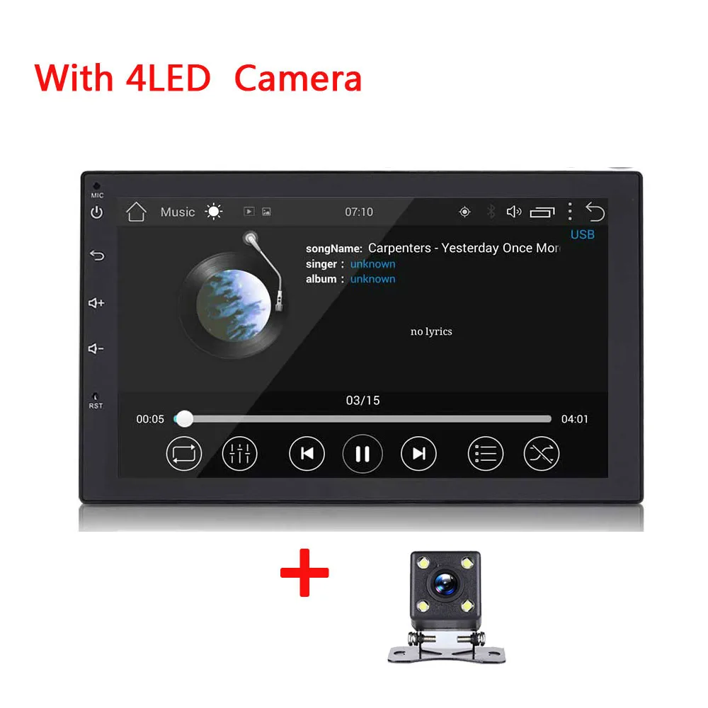 with 4led cam 2Din " четырехъядерный Android 8,1 gps Navi Wifi DVR автомобильный стерео MP5 плеер FM Радио авторадио - Цвет: with 4led cam