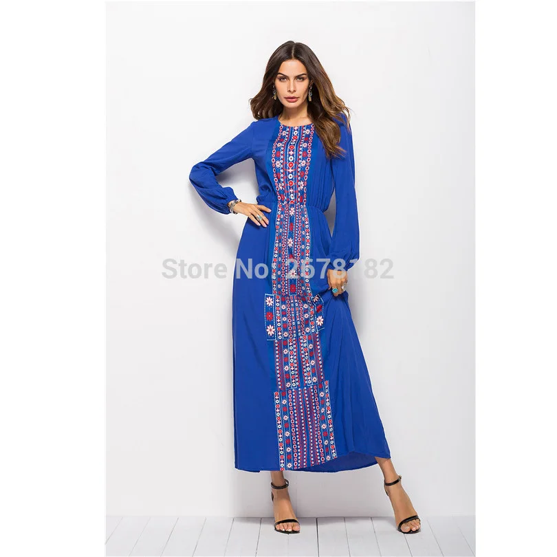 Элегантное мусульманское платье макси с принтом абайя длинная юбка Кимоно