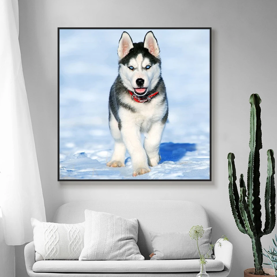 Алмазная 5D Вышивка Собака Hakis сделай сам вышивка полная круглая алмазная