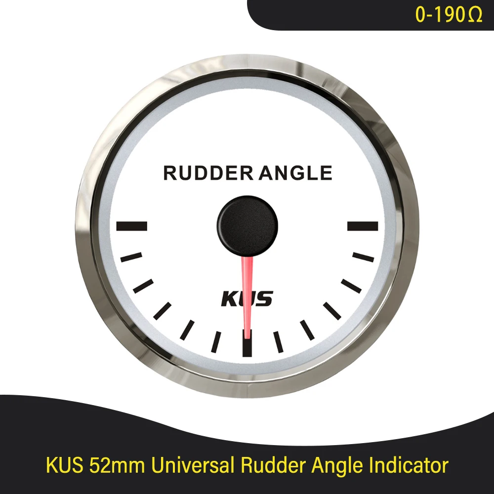 

New KUS 52mm (2") Marine Rudder Angle Indicator Gauge 0-190ohm Signal with Rudder Sensor 12V/24V