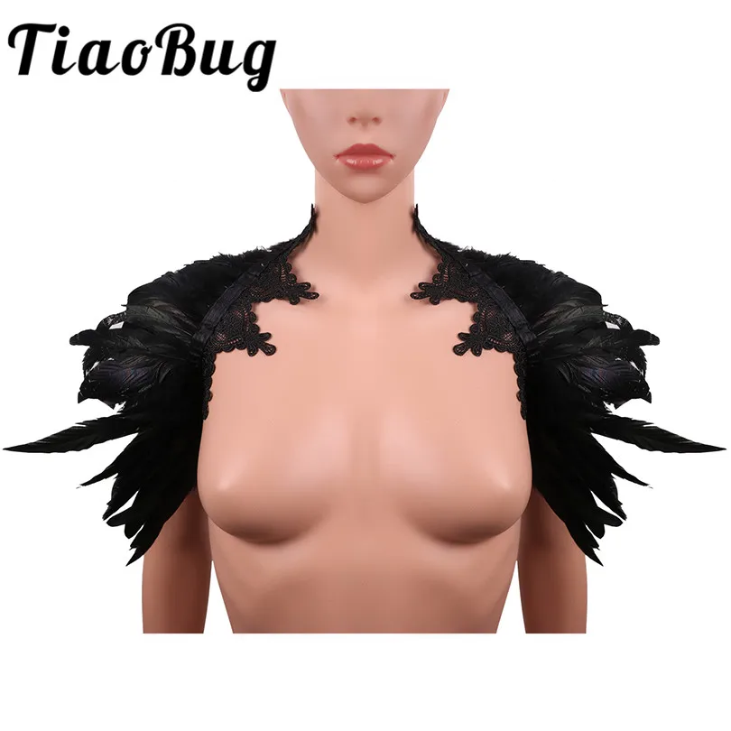 Женская накидка из натурального перьев Готическая подружки невесты на плечо