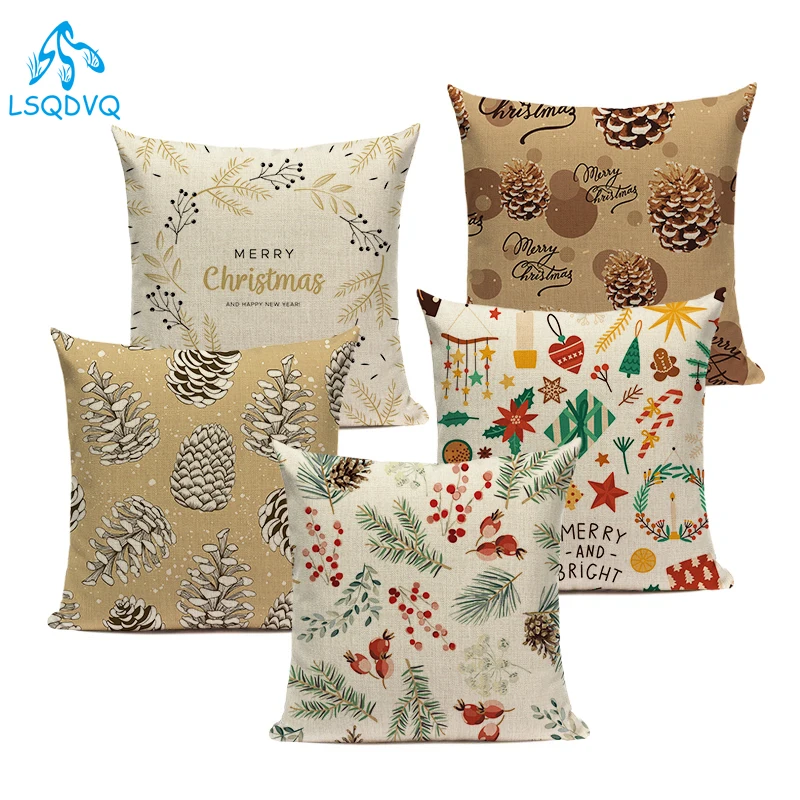 

Мультяшная Рождественская наволочка, льняное украшение, рождественский подарок, искусственный чехол, подходит для автомобильного дивана, ...